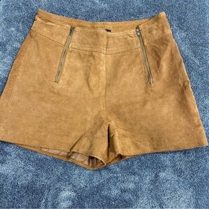 High Waist Tan Suede Shorts vintage style